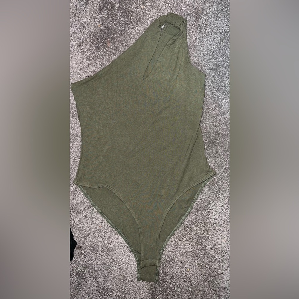 Green One Shoulder Bodysuit